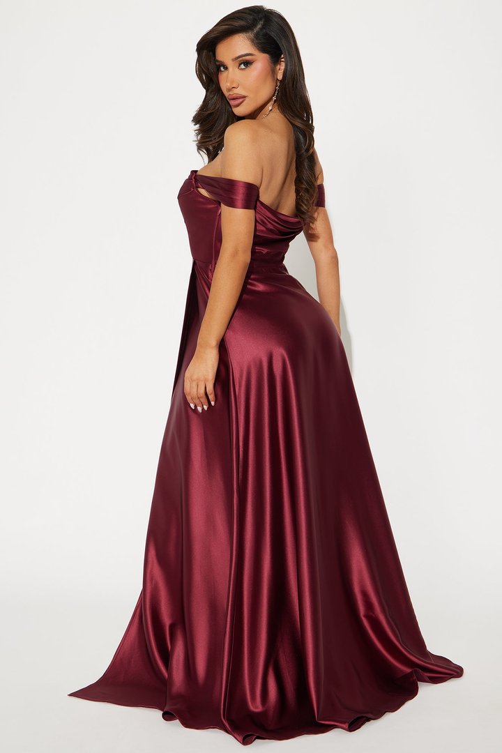 Rosalee Satin Gown - Wine