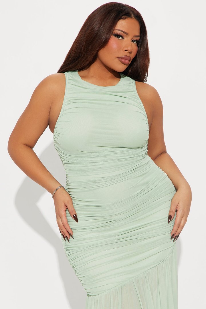 Kendall Ruched Maxi Dress - Sage