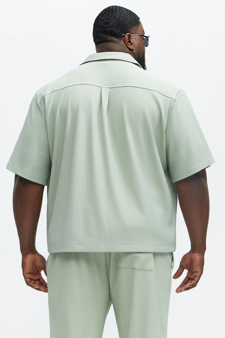 Show Up Short Sleeve Cuban Shirt - Sage