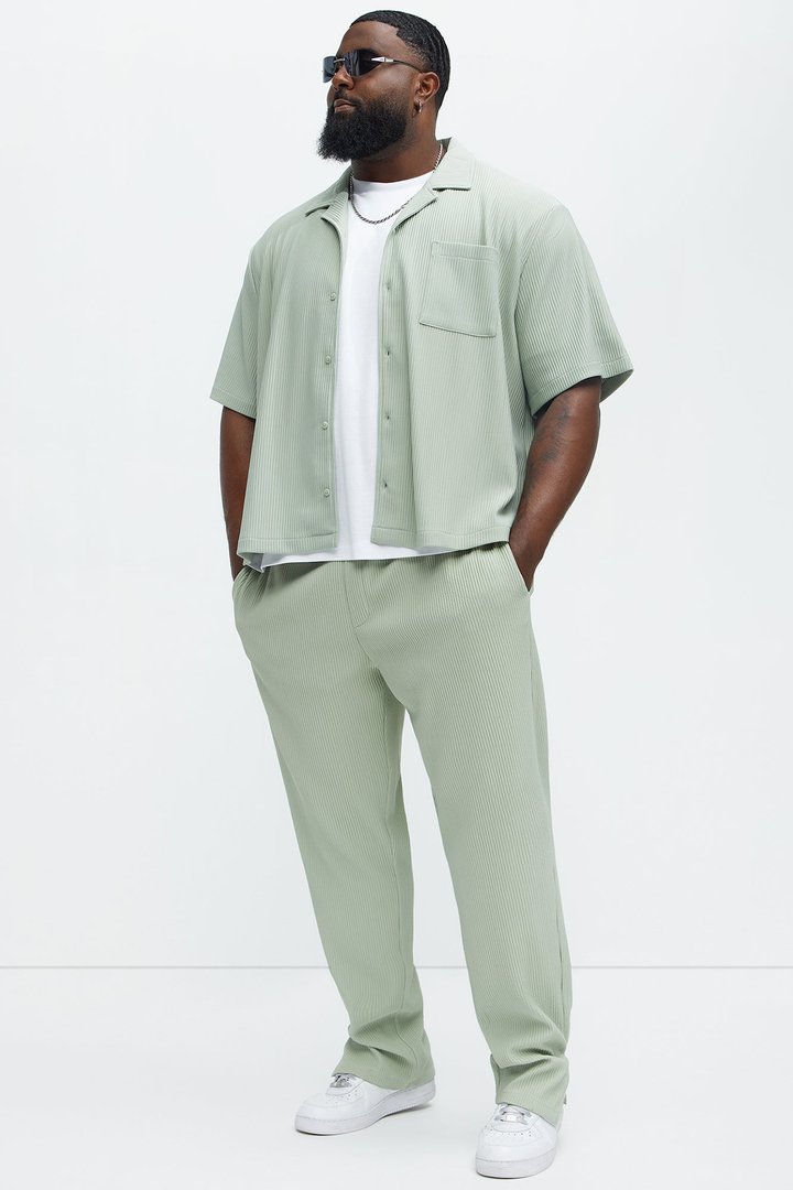 Show Up Slim Slit Pants - Sage