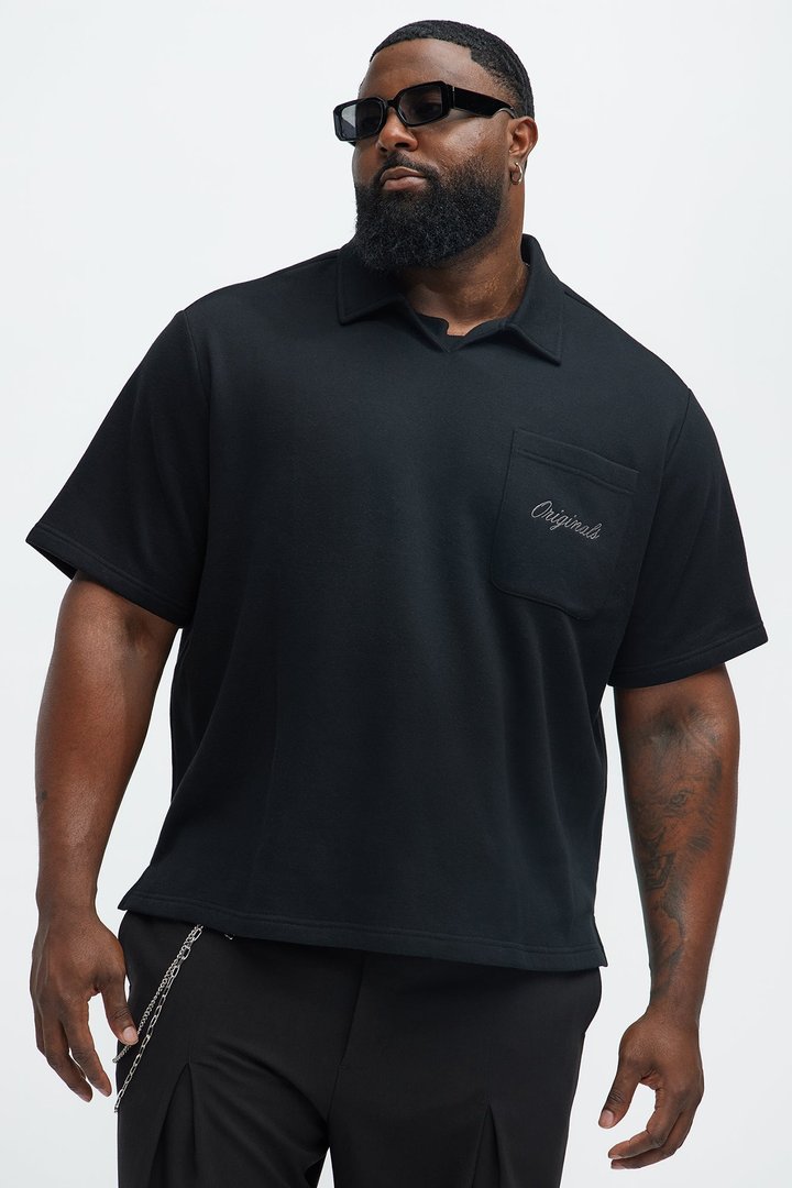 Tayson Happy Mistake Short Sleeve Polo - Black
