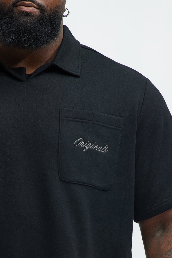 Tayson Happy Mistake Short Sleeve Polo - Black