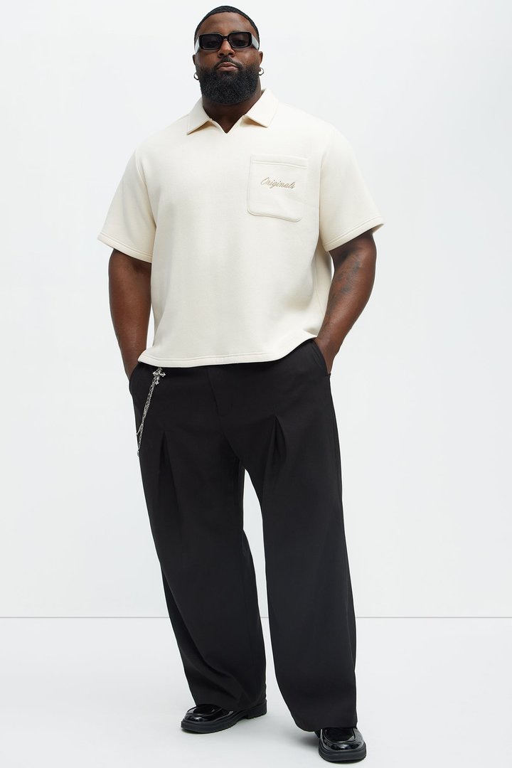 Tayson Happy Mistake Short Sleeve Polo - Cream