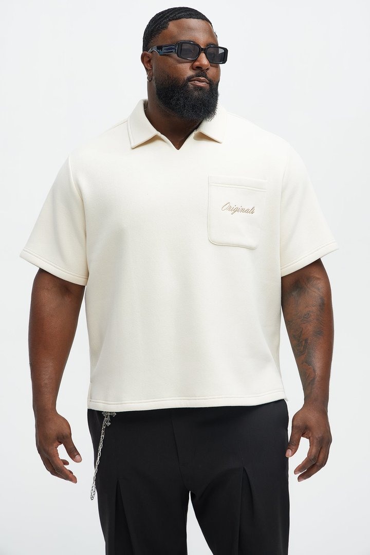 Tayson Happy Mistake Short Sleeve Polo - Cream