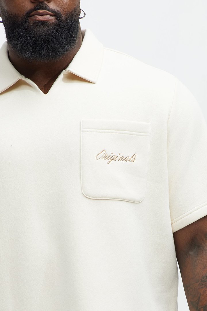 Tayson Happy Mistake Short Sleeve Polo - Cream