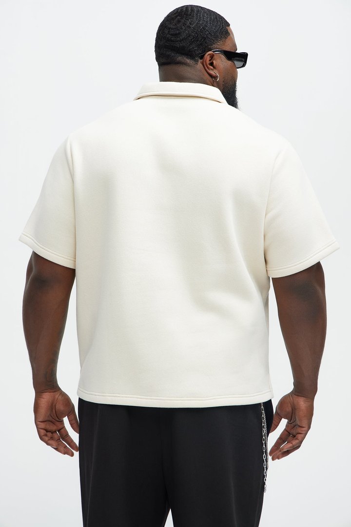 Tayson Happy Mistake Short Sleeve Polo - Cream
