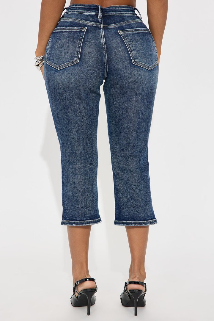 Mila Stretch Capri Denim Jeans - Dark Wash