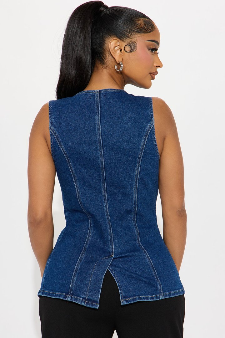 Caught In A Moment Denim Vest - Dark Wash