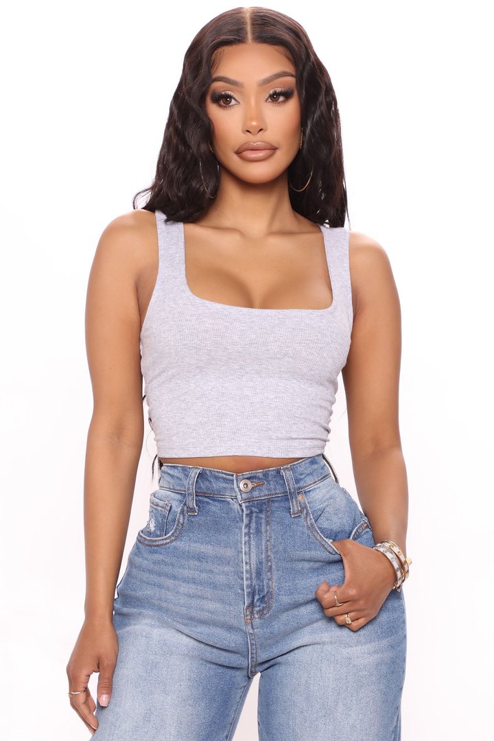 Kimmy Square Neck Tank - Heather Grey