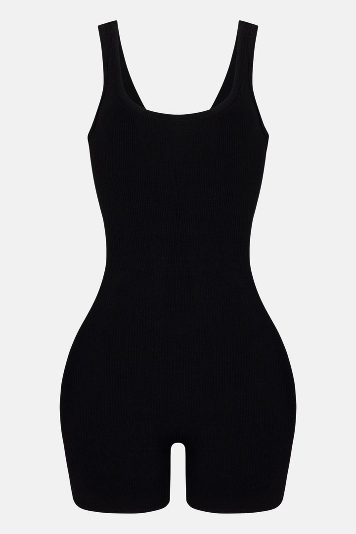 Naveah Scoop Neck Snatched Romper - Black