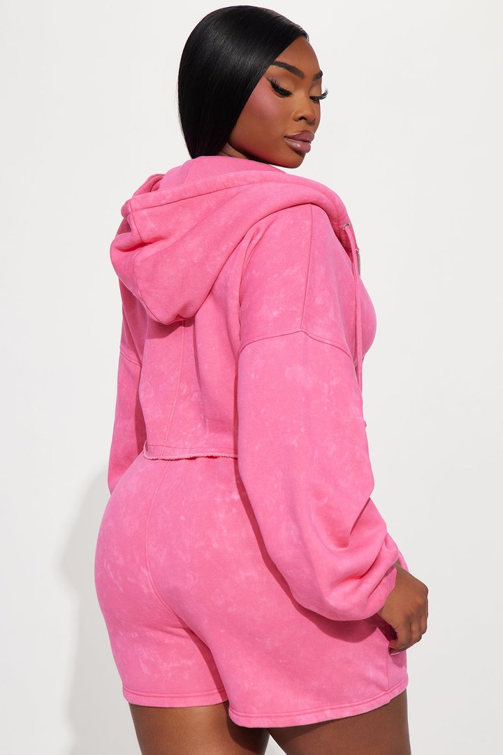 On The Go Fleece Short Set - Pink