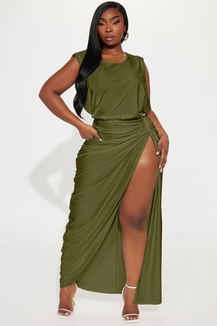 Spice It Up Midi Dress - Olive