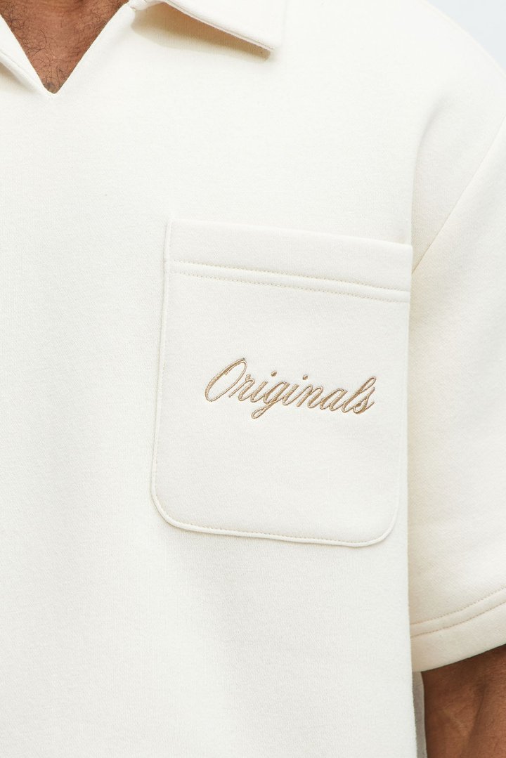 Tayson Happy Mistake Short Sleeve Polo - Cream