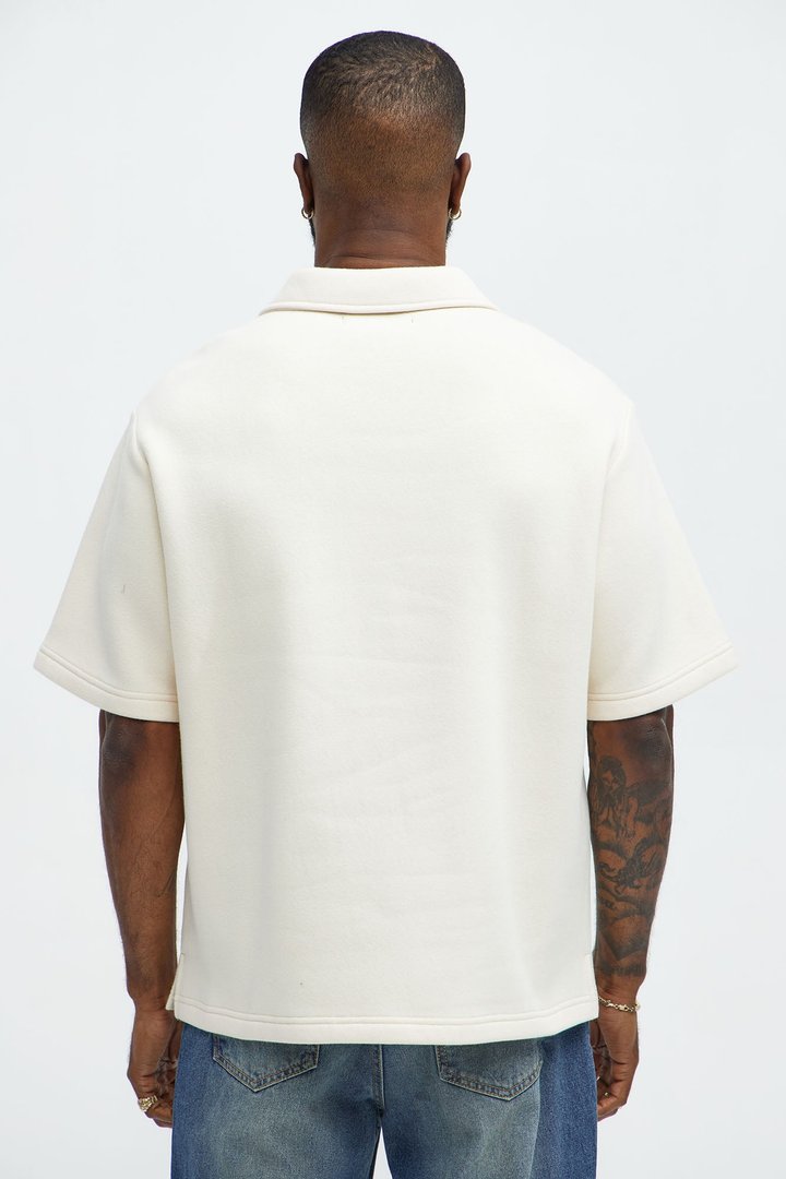 Tayson Happy Mistake Short Sleeve Polo - Cream