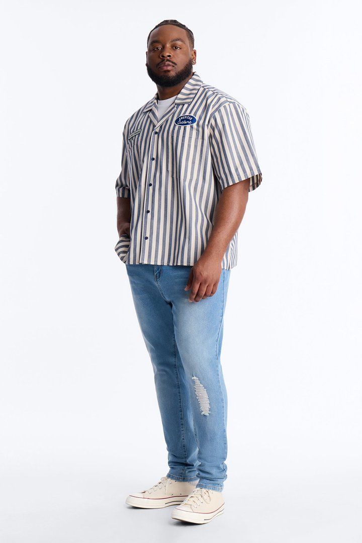 Pit Stop Mechanic Button Up Shirt - Navy