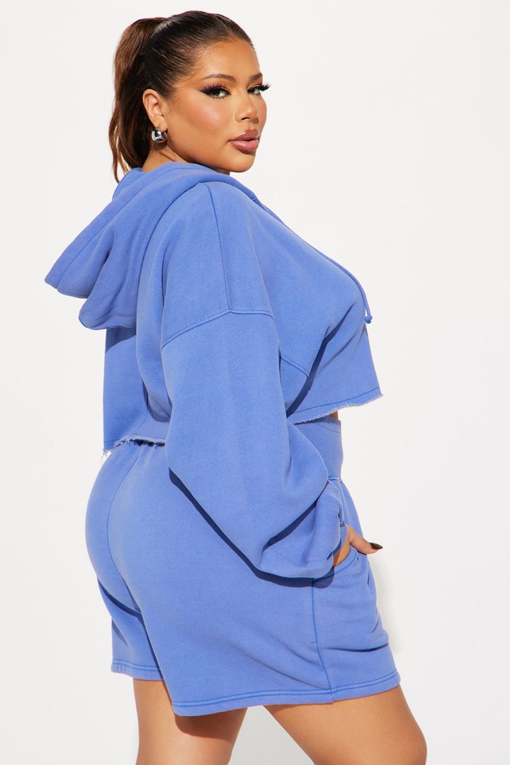 On The Go Fleece Short Set - Blue