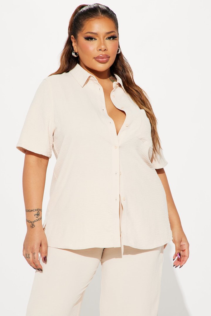 Makenzie Short Sleeve Pant Set - Oatmeal