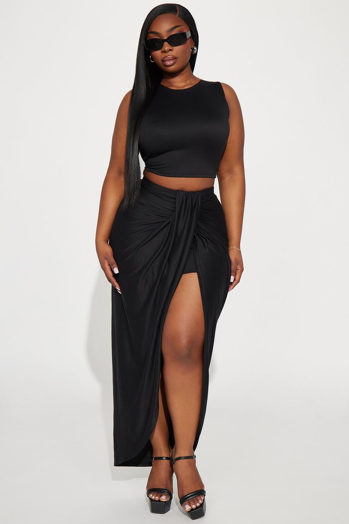 Lanie Maxi Skirt Set - Black