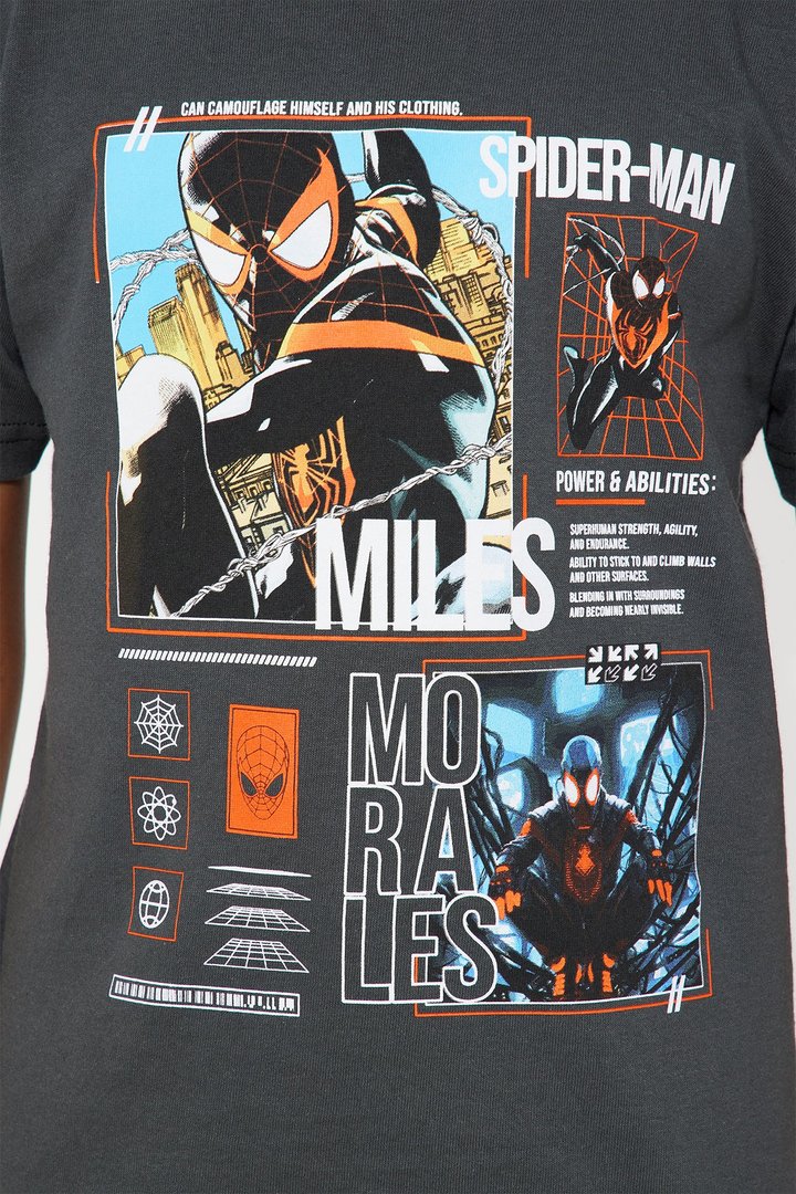 Mini Spiderman Miles Morales Tee - Charcoal