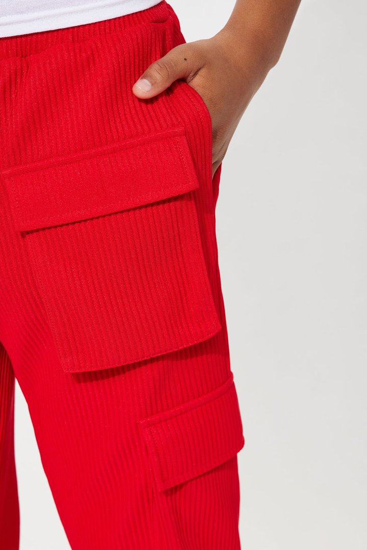 Mini Show Up Snap Cargo Pants - Red