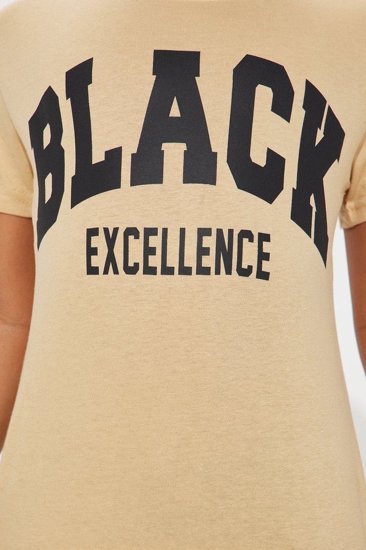 Mini Black Excellence Varsity Short Sleeve Tee - Sand