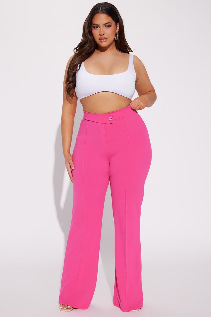 Call It Even Wide Leg Dress Pants - Fuchsia