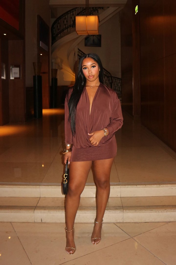 Odette Long Sleeve Mini Dress - Chocolate