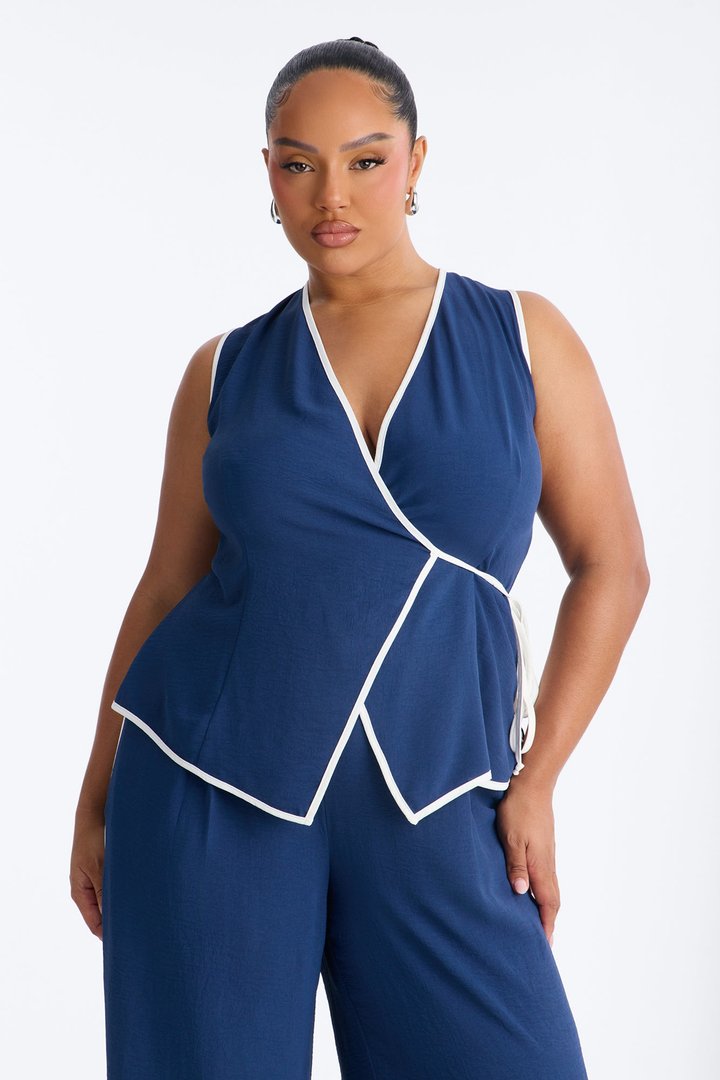Natalia Sleeveless Pant Set - Navy