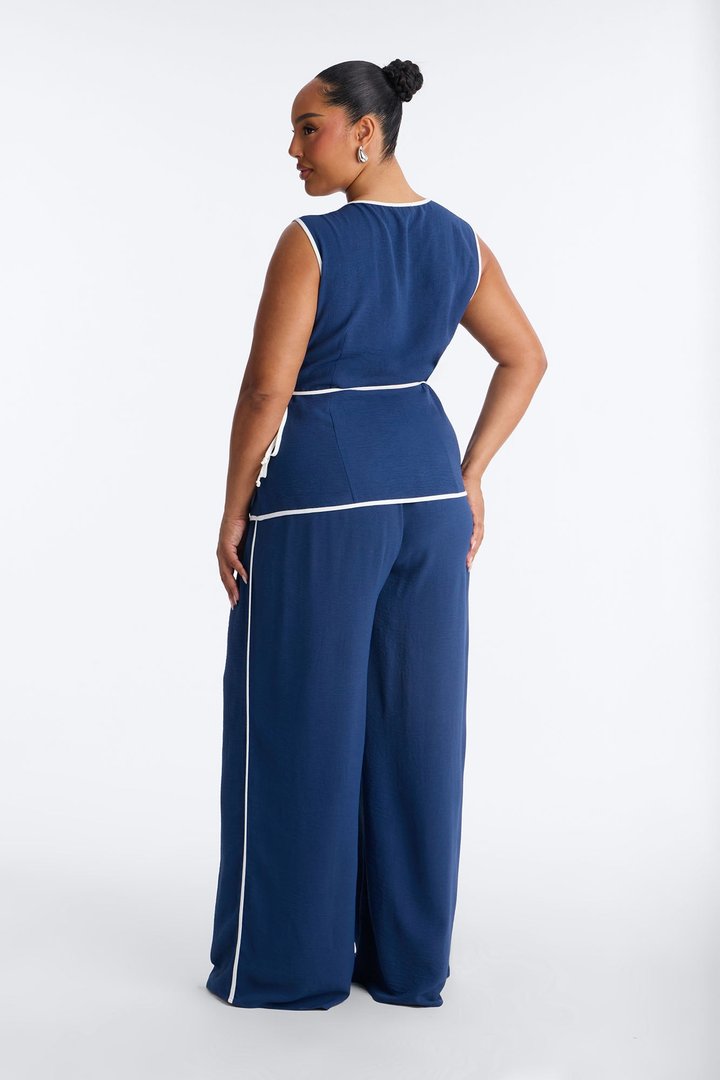 Natalia Sleeveless Pant Set - Navy