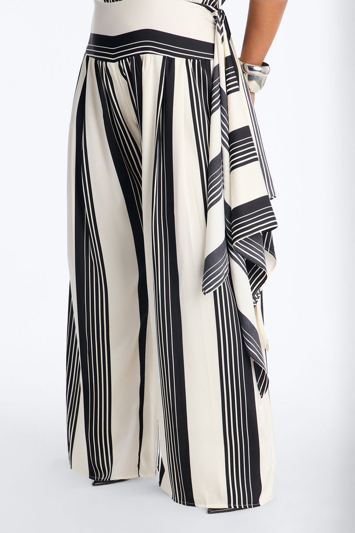 Shelby Satin Wide Leg Jumpsuit - White/Black
