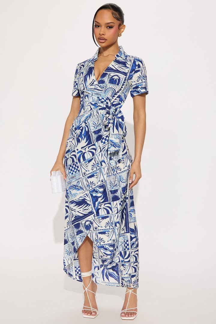 On Vacation Maxi Dress - Blue/combo