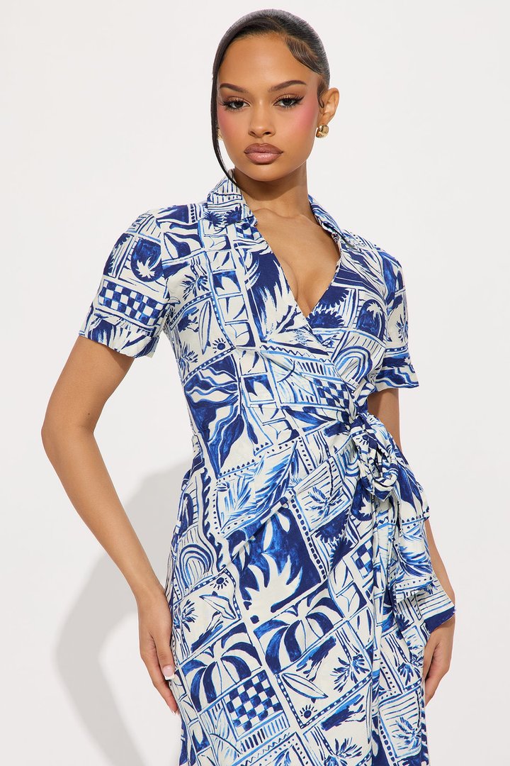 On Vacation Maxi Dress - Blue/combo