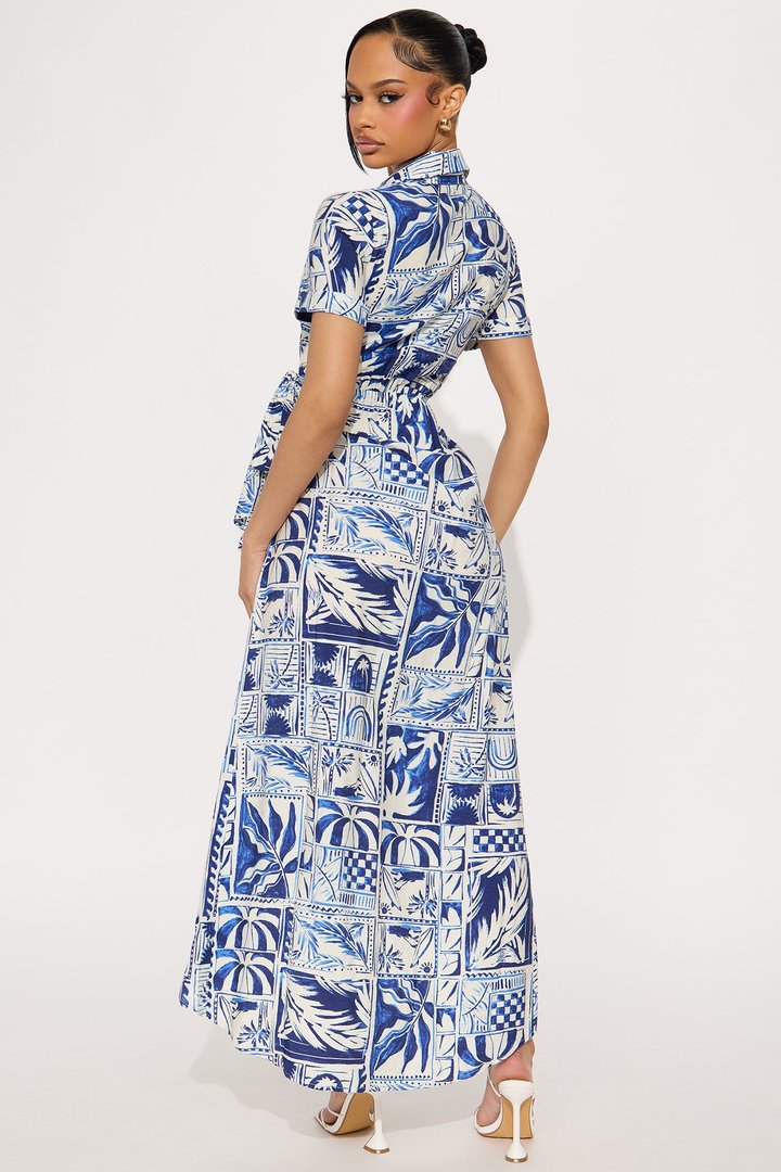 On Vacation Maxi Dress - Blue/combo