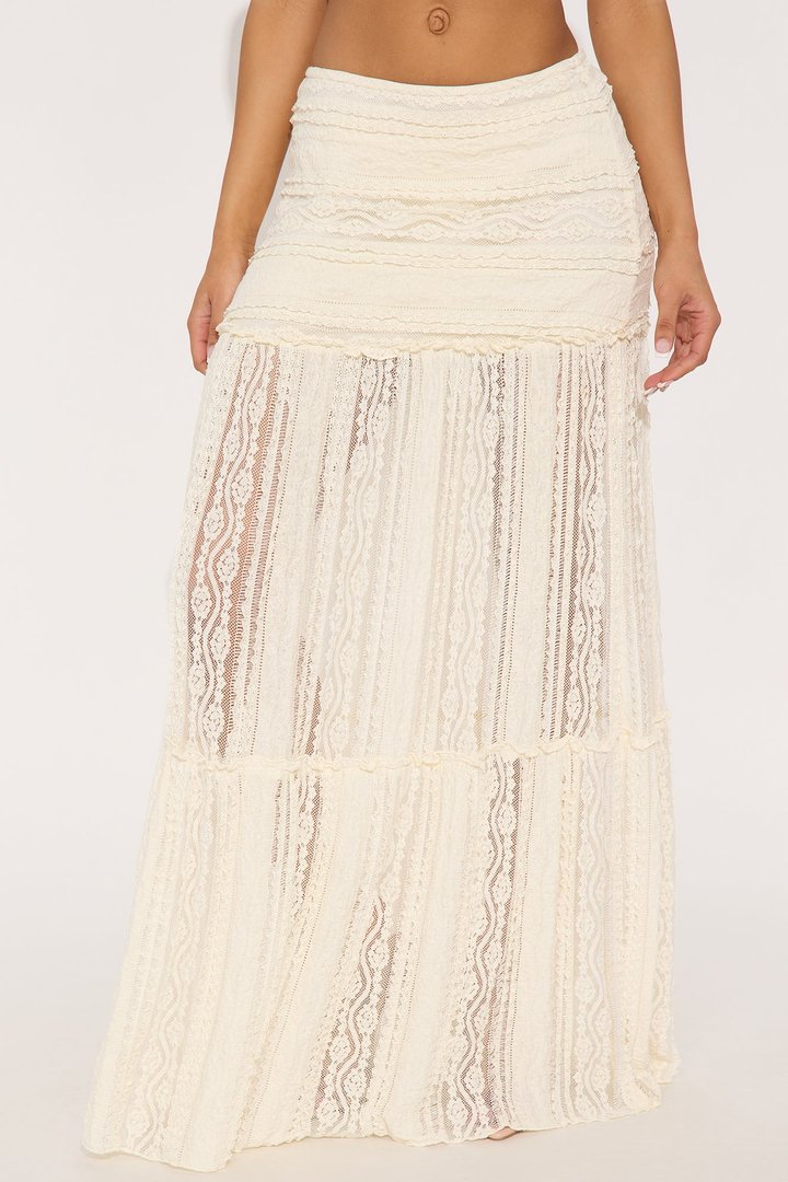 Know Your Worth Lace Maxi Skirt - Cream