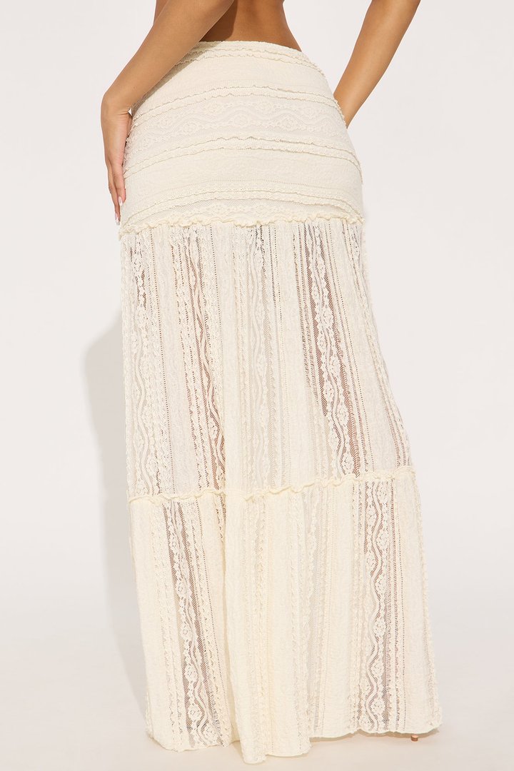 Know Your Worth Lace Maxi Skirt - Cream