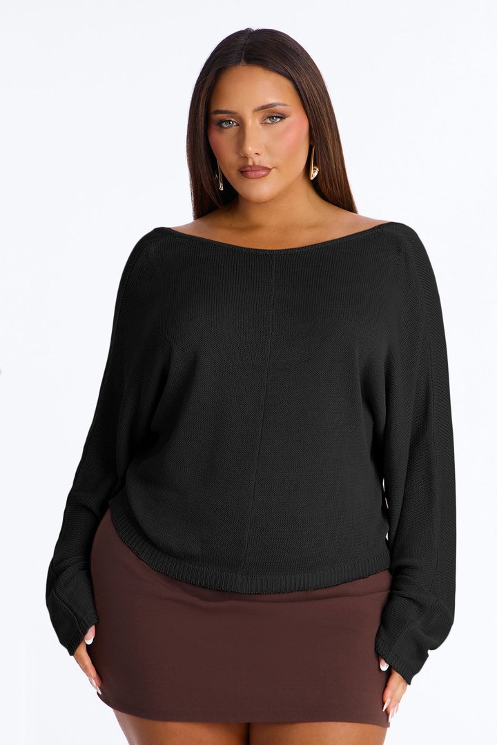 Island Girl Backless Sweater Top - Black