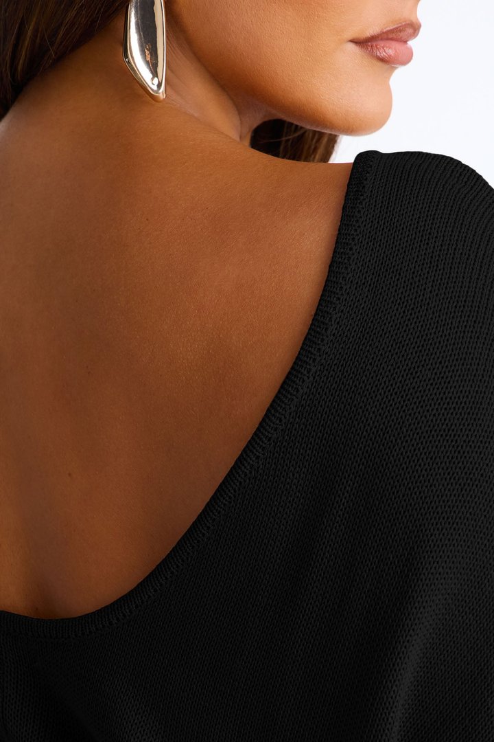 Island Girl Backless Sweater Top - Black