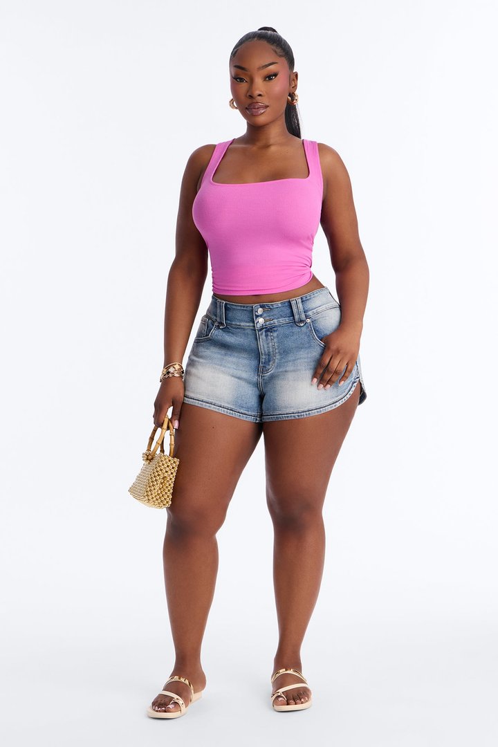 Madison Basic Square Neck Tank Top - Raspberry