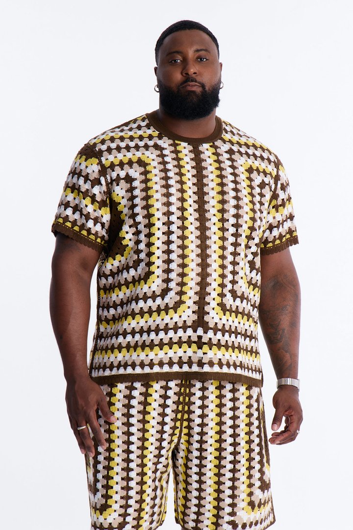 Relaxed Menorca Crochet Crew Neck - Multi Color
