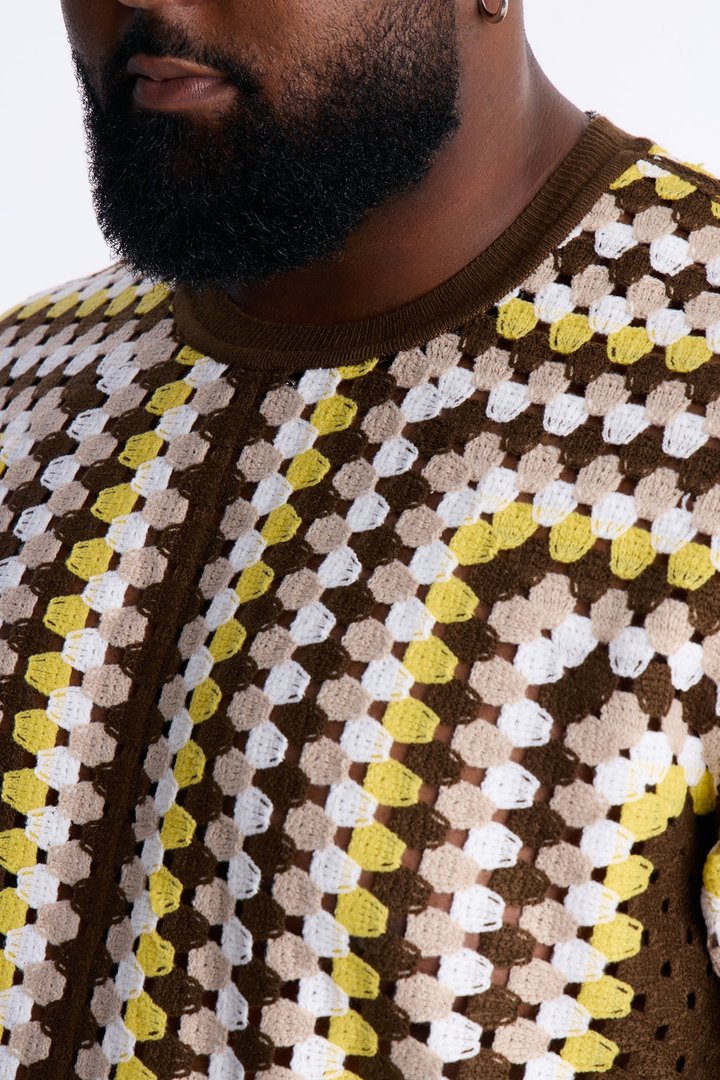 Relaxed Menorca Crochet Crew Neck - Multi Color