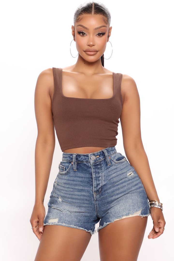 Kimmy Square Neck Tank - Chocolate