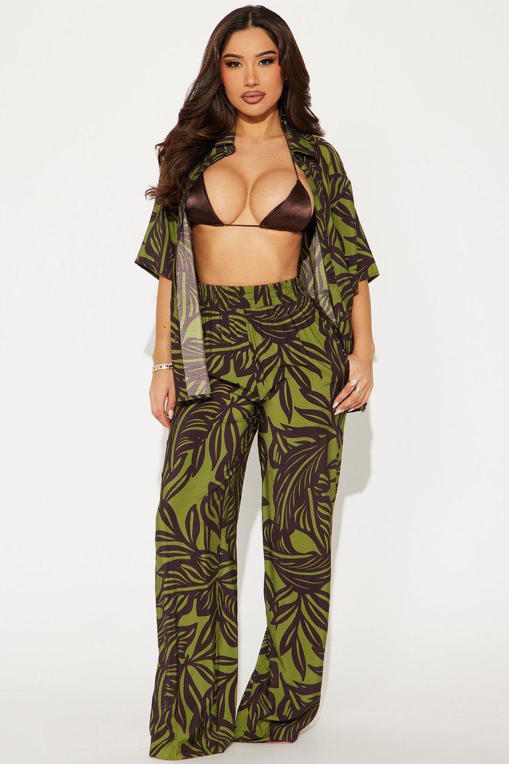 Palm Pant Set - Olive/combo