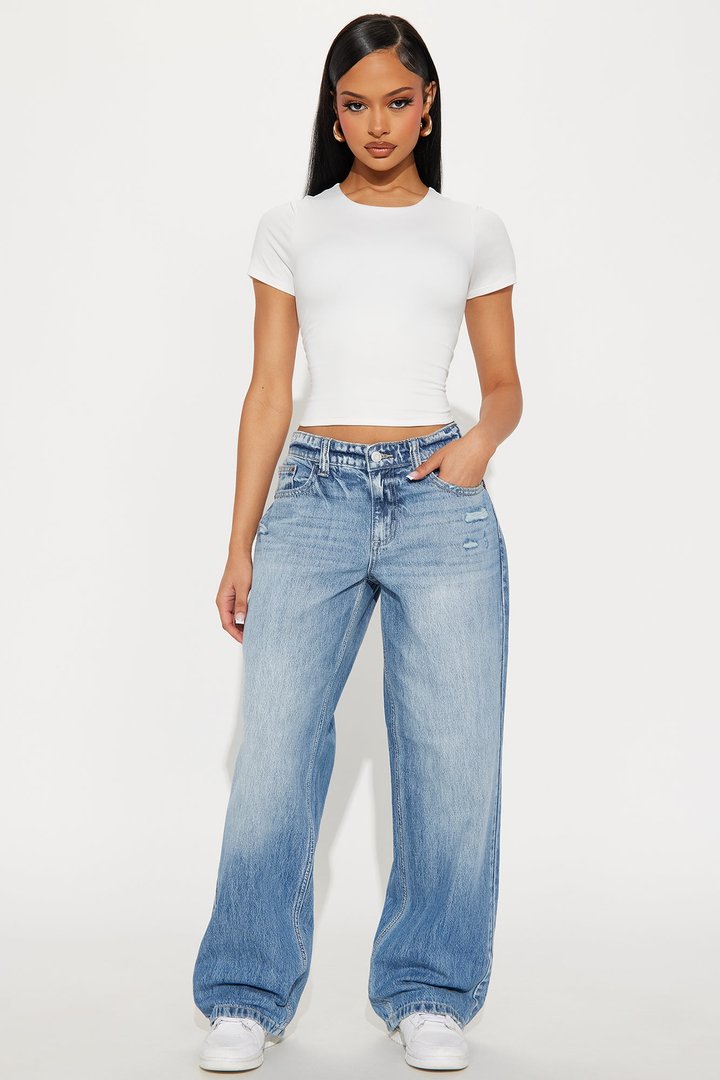 Jaslynn Double Lined Cropped Baby Tee - White