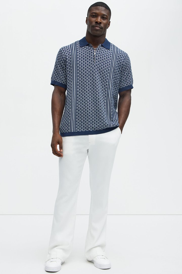 Avery Quarter Zip Knit Polo - Navy/combo
