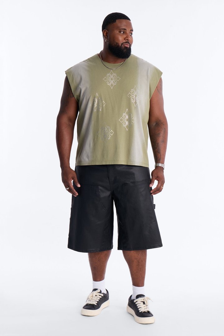 Crown Stone Muscle Tank Tee Shirt - Green