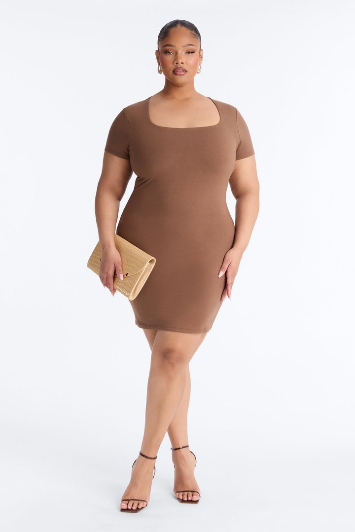 Marlee Double Lined Mini Dress - Brown