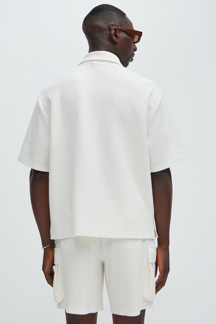 Lewis Zip Up Shirt - Cream