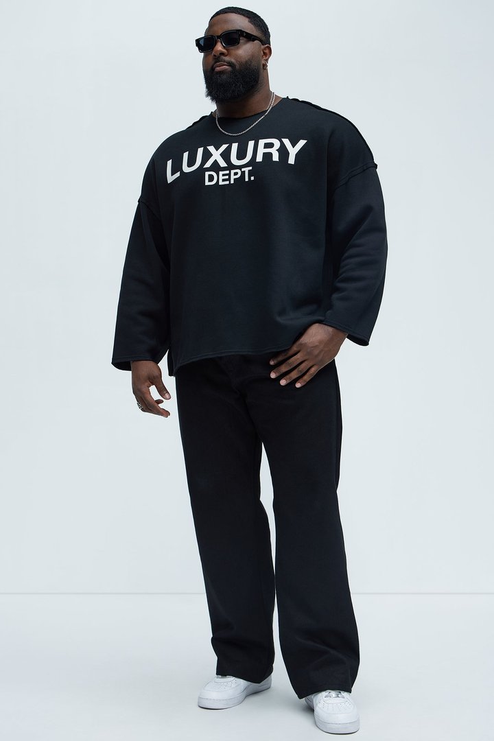Tayson Luxury Dept Frayed Oversized Sweatshirt - Black