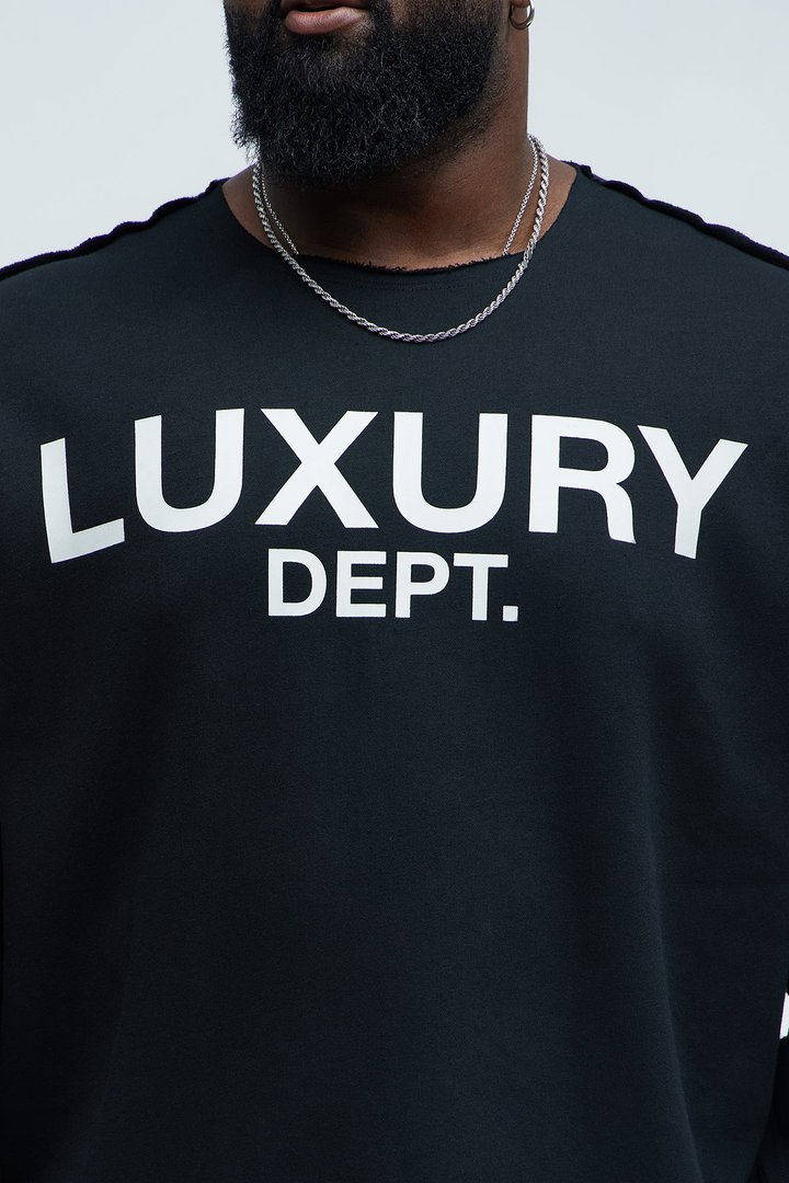 Tayson Luxury Dept Frayed Oversized Sweatshirt - Black