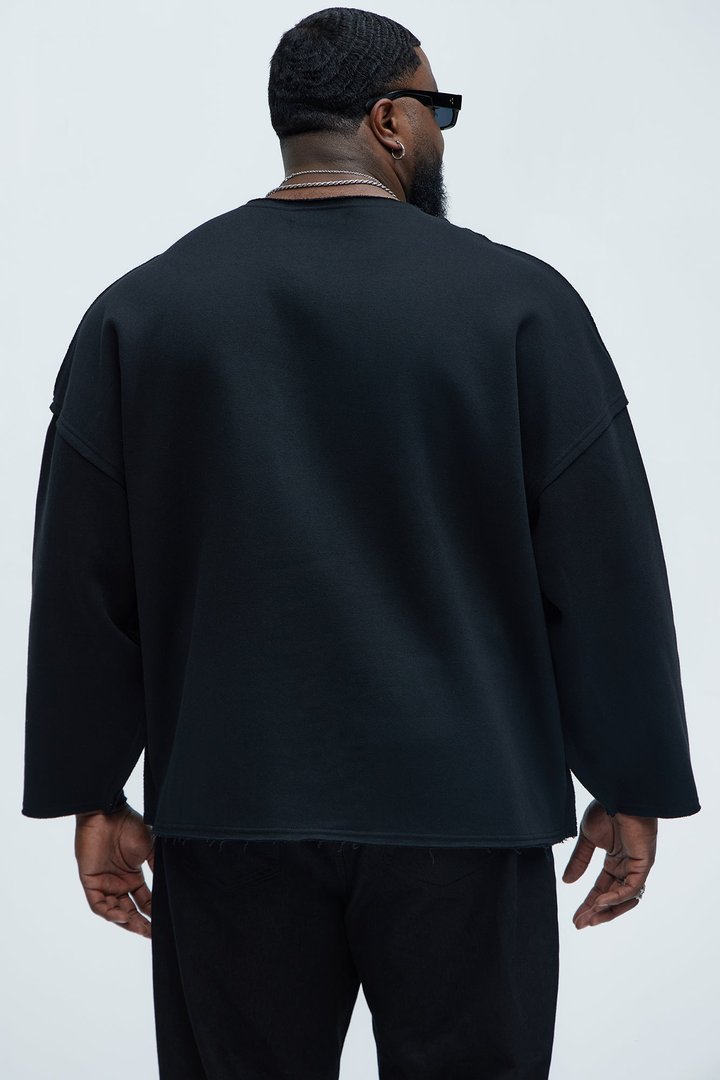 Tayson Luxury Dept Frayed Oversized Sweatshirt - Black